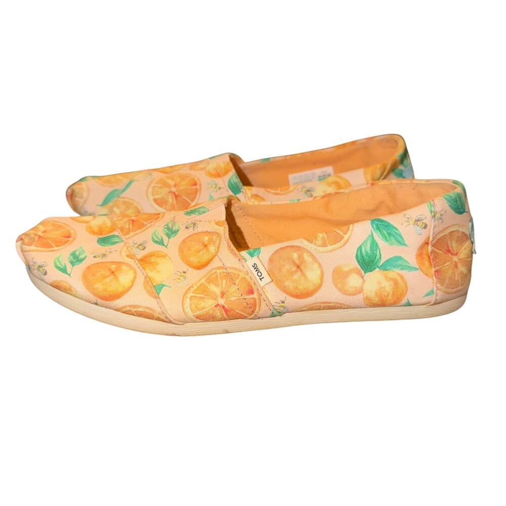 Toms Alpergata Flats Women's Size 7 Pale Pink Sunkissed Oranges Print Shoes